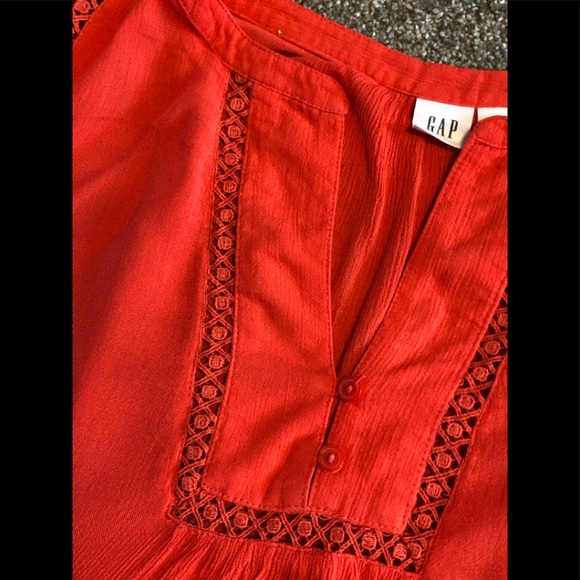 Gap Chic Top Blouse Size XS Crochet Lace Crinkle Crepe Boho Summer relaxed - Picture 5 of 13